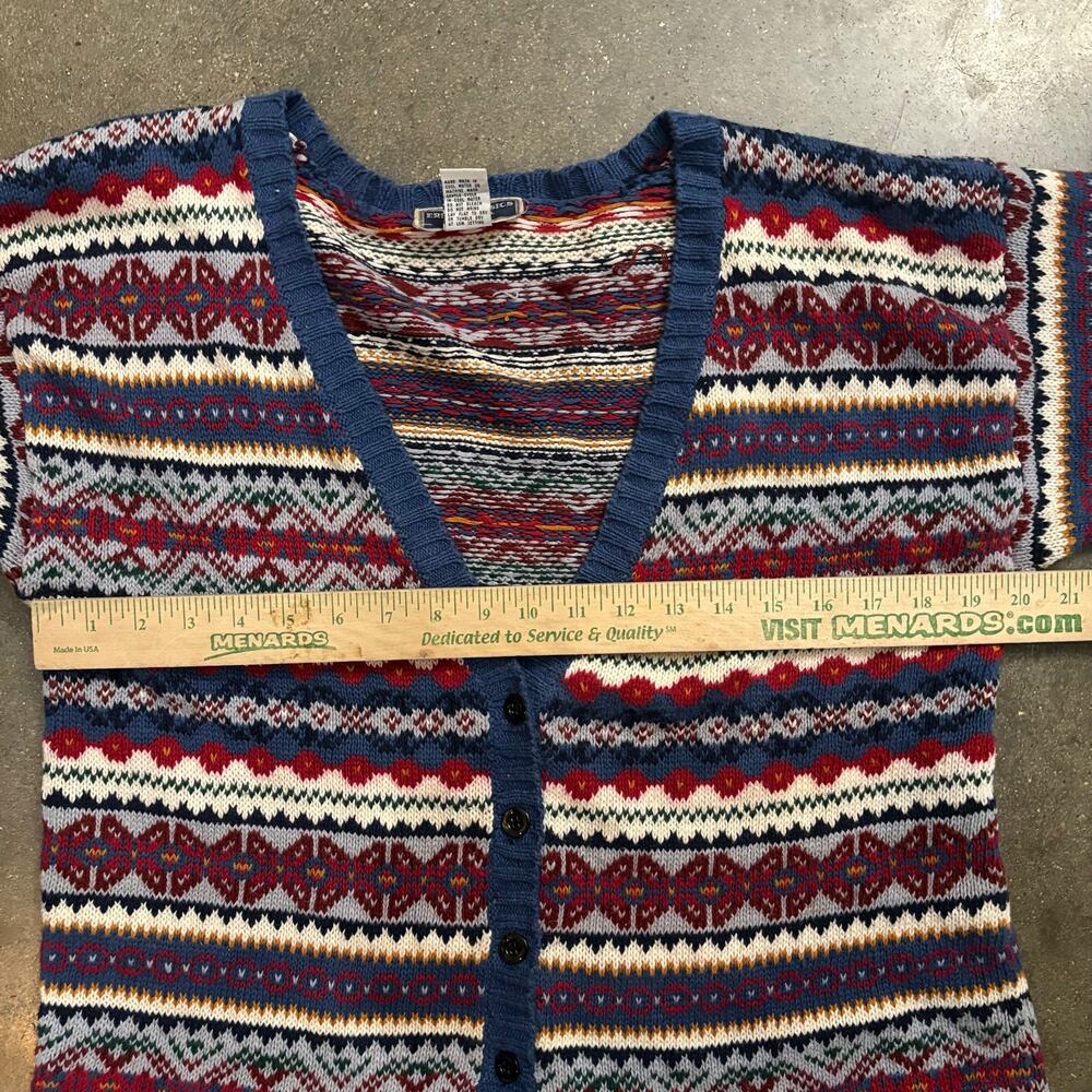 Vintage 90s Erika Classics Fair Isle Cardigan Sweater M Nordic Grannycore - Picture 7 of 8